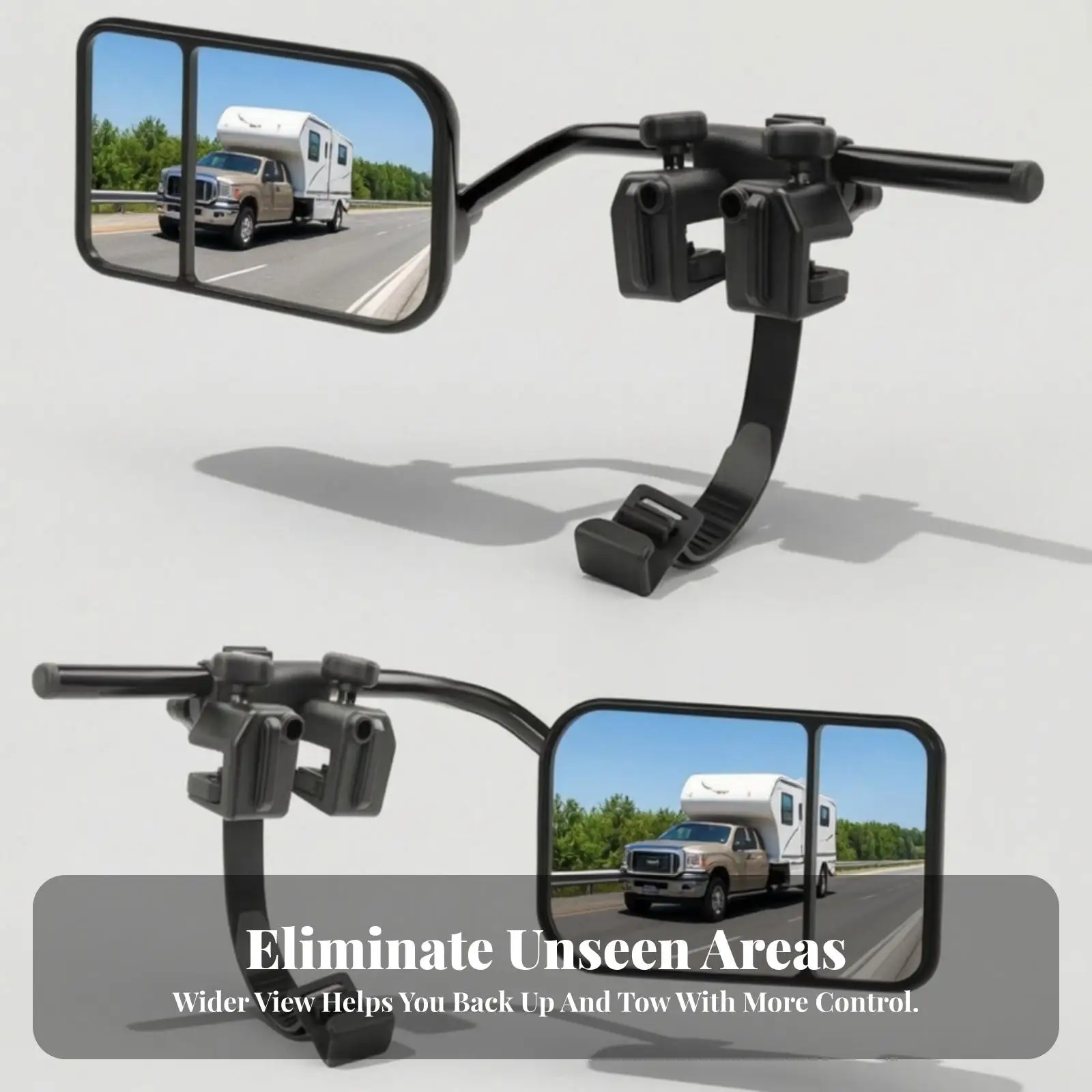 Towing Side View Mirror Set for RV Trailer with Wide Glass and Storage Bag for Car