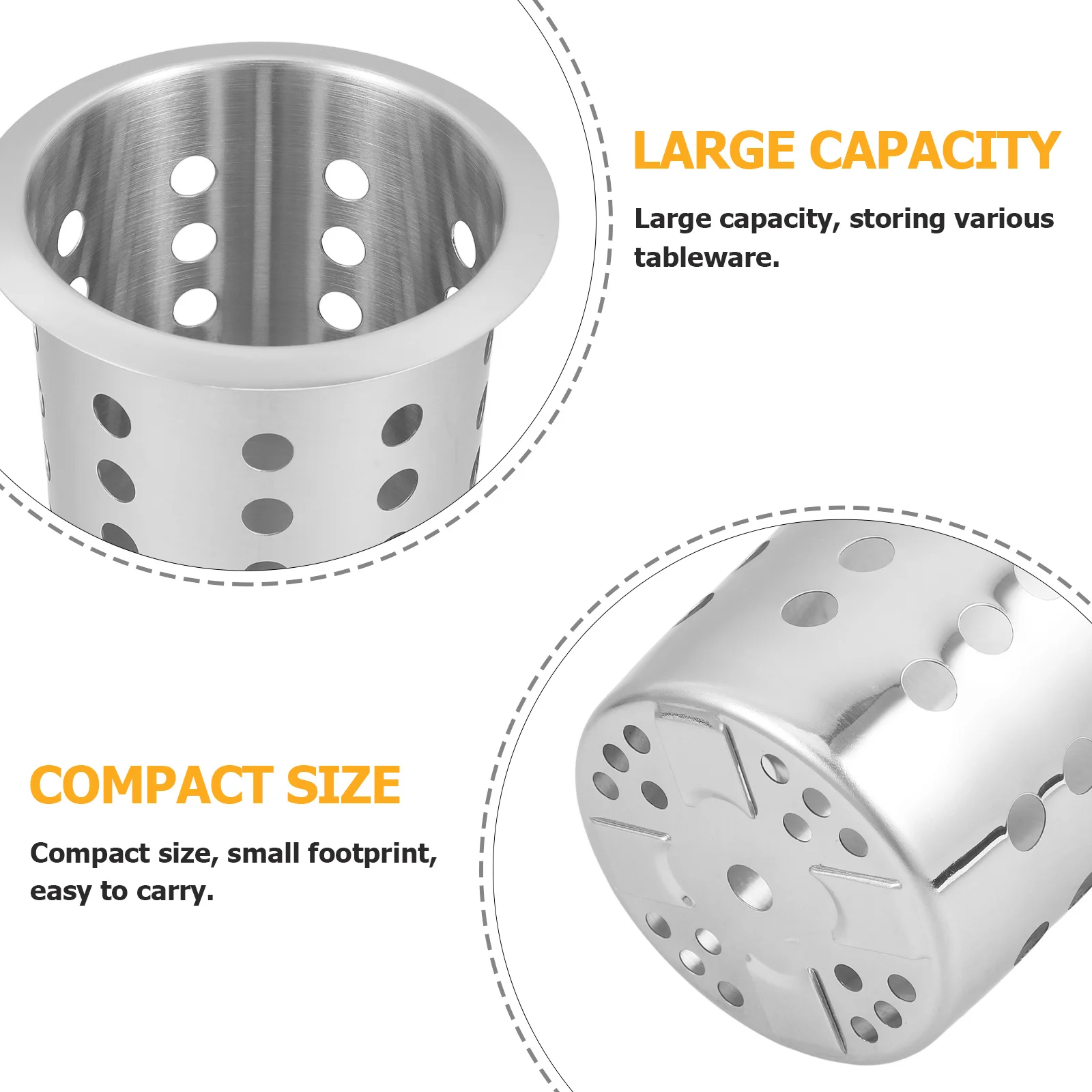 

Stainless Steel Kitchen Utensil Holder Organizer Round Design Chopstick Holder Compact Cutlery Storage Kitchen Decor