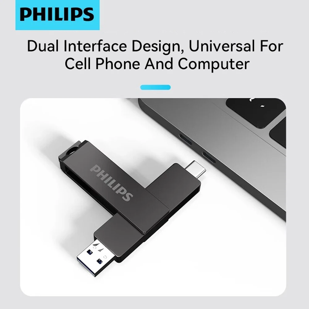Philips Dark Gray USB3.2 Flash Drive High Speed Transfer Multi Capacity Portable Storage U Disk For PC Laptop Car Office