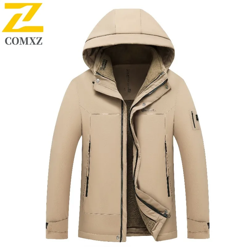 

COMXZ Men Down Jacket High Quality Duck Down Commute Office Warm Puffer Coat Detachable Inner Layer Lightweight Winter Parka