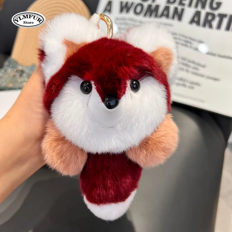 Fashion Long Tail Cat Tail Keychain Real Rabbit Fur Keychain Filling Cat Bag Decoration Keychain Cute Birthday Gifts Keyring