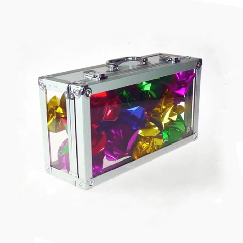 

Glassy Briefcase Magic Tricks Stage Close Up Magia Empty Crystal Briefcase Appearing Bills Flowers Magie Illusion Gimmick Props