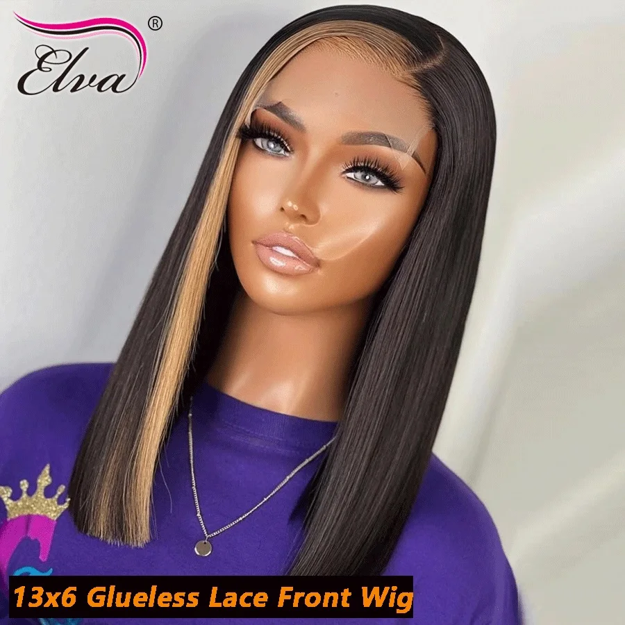 

Glueless Lace Short Bob Wigs 13x6 Lace Frontal Wig Blunt Cut with face framing layers Glueless Human Hair Colored Lace Wigs