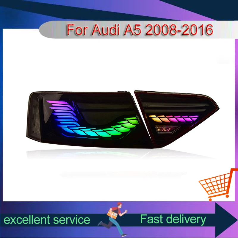 

2 PCS Auto Lights For Audi A5 2008-2016 Tail Lamp Modified DRL Taillight LED Horse Race Assembly Upgrade Tools Car Accessories