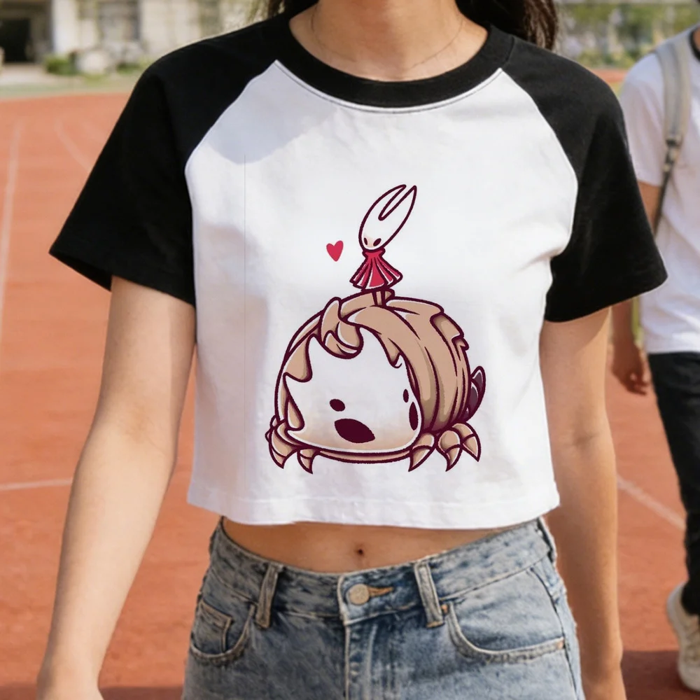 Hollow Knight cropped top girl dollette summer party manga y2k t shirt korean fashion anime gyaru grunge clearance sales