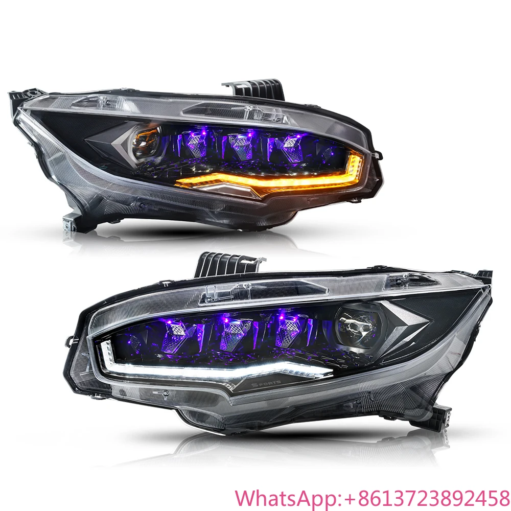 

Pair of Car Headlight Assembly for Honda Civic FK7 FK8 FK1 Type-r 2016-2021 Car Front Light Plug&Play Auto LED Head Lamp System
