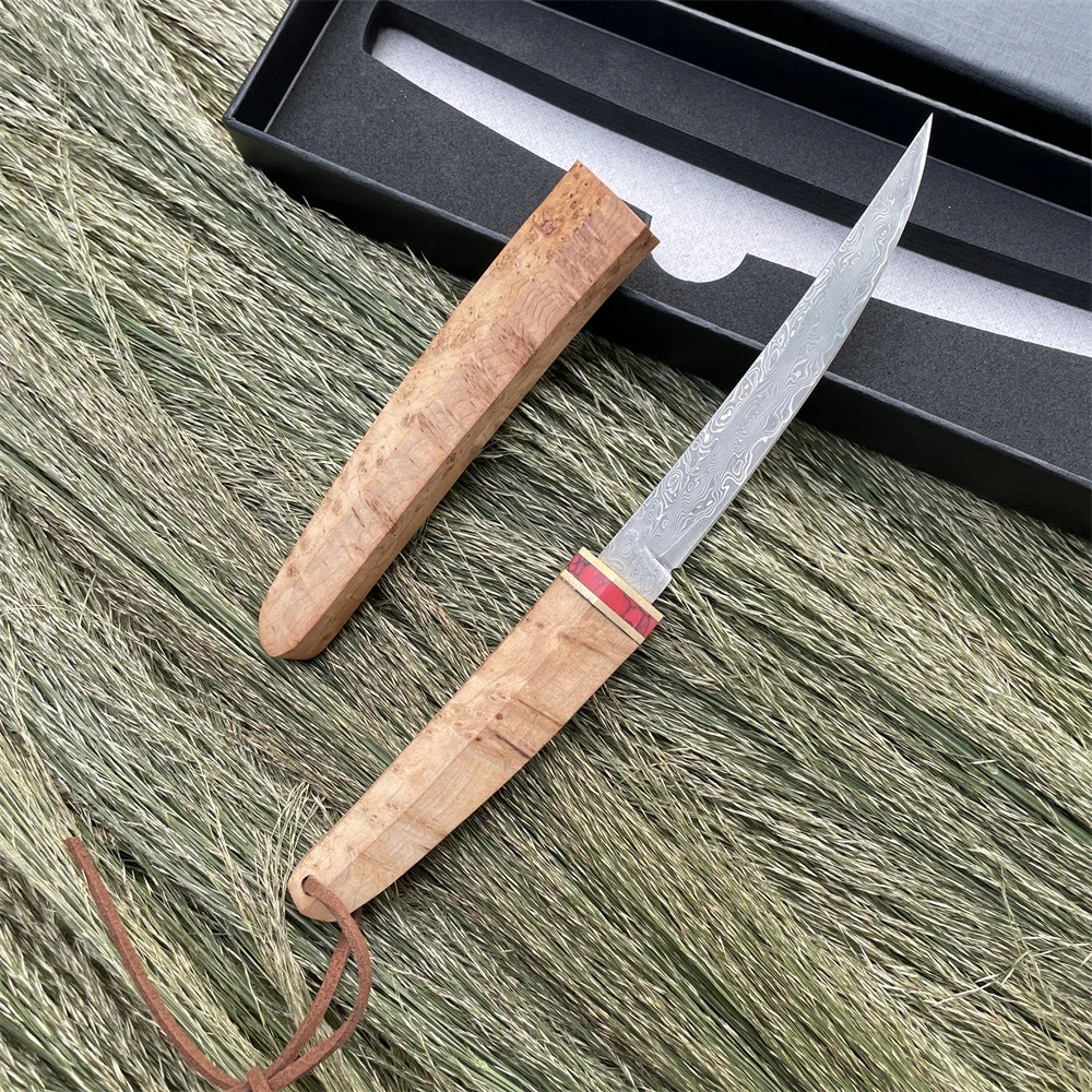 

Мини-нож в стиле «Луна», дамасское лезвие, рукоять из дерева «Кислая ветка», тактический охотничий нож, нож для самообороны, карманный нож, инструменты для кемпинга и повседневного ношения (EDC)