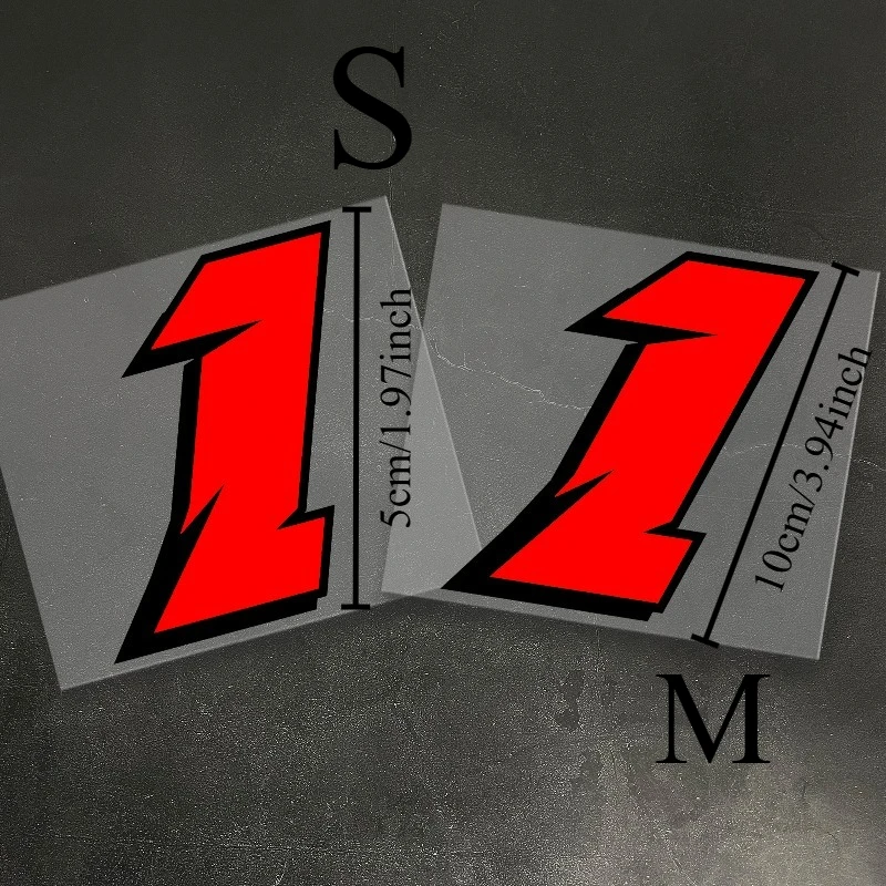 2Pcs/Set Racing Style 0-9 Number Stickers, Large & Small Red Black Outline Vinyl Decals for Car and Motorcycle