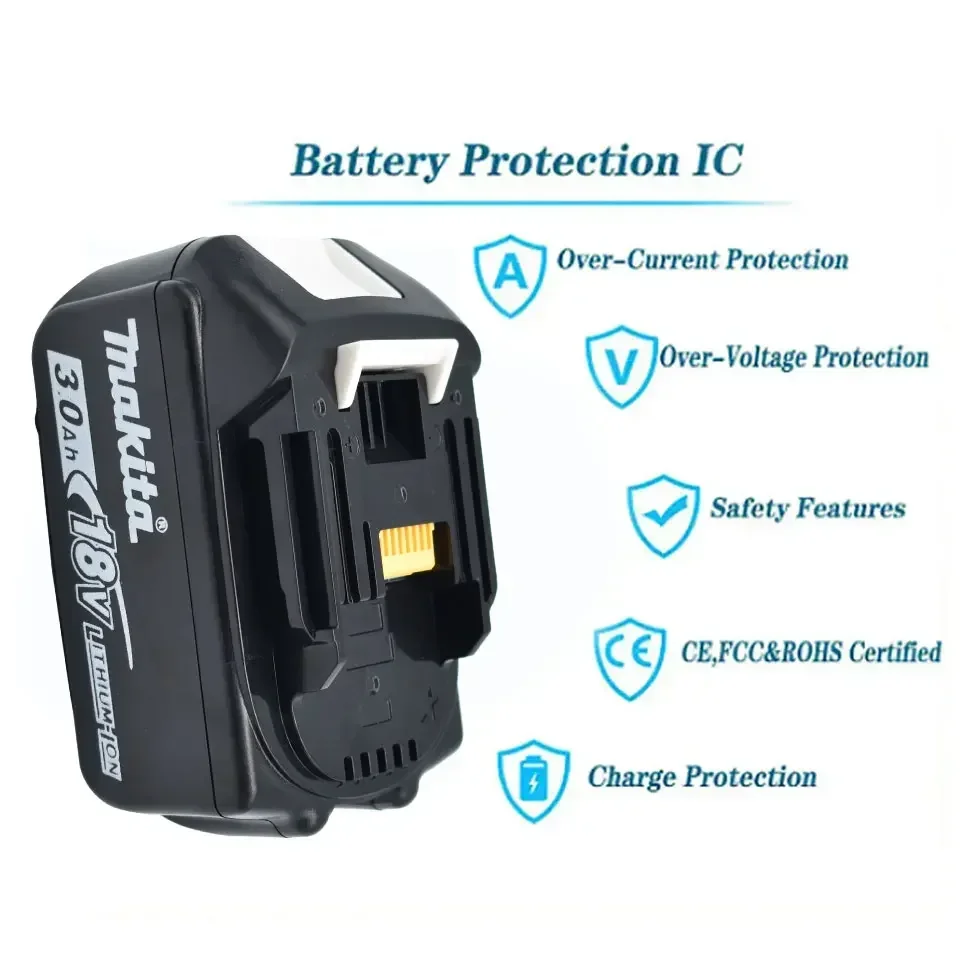 Makita Original 18V 3000MAH  Rechargeable Power Tool Battery LED Lithium Ion Replacement LXT BL1860B BL1860 BL1850 BL1840