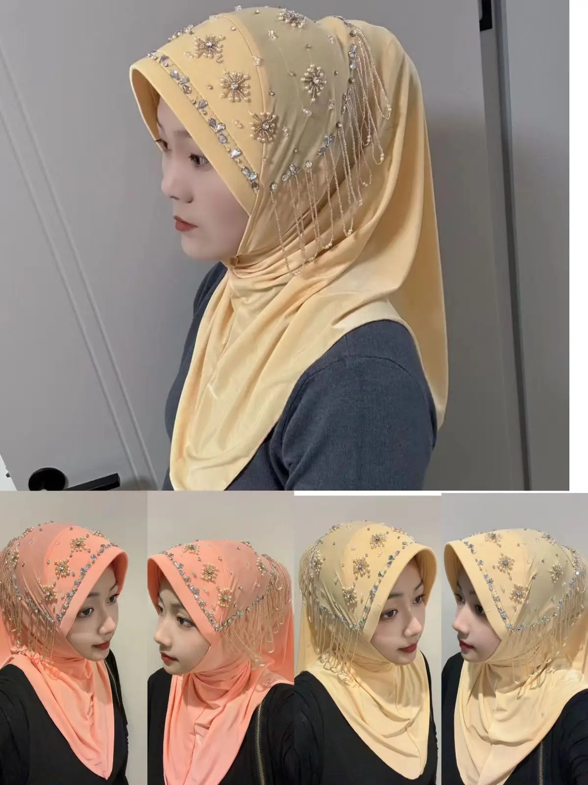 cozy-africa-ethnic-hats-hijab-luxury-caps-floral-diamonds-easy-wear-white-soft-brim-strecth-women's-hijabs-white-cap-pretty