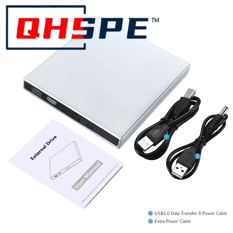 ภายนอก USB 2.0 CD/DVD RW Burner - Plug & Play ไดรฟ์ DVD-ROM แบบพกพาสําหรับแล็ปท็อปพีซีอ่าน/เขียนแผ่นไม่มีไดรเวอร์