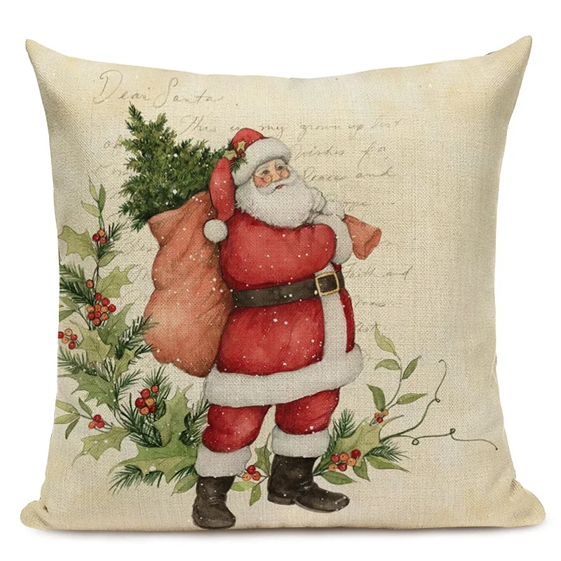 Bird Xmas Style Cushion Cover 45X45cm Merry Christmas Poinsettia Home Decorative Pillows Cover Home Decor Pillowcase