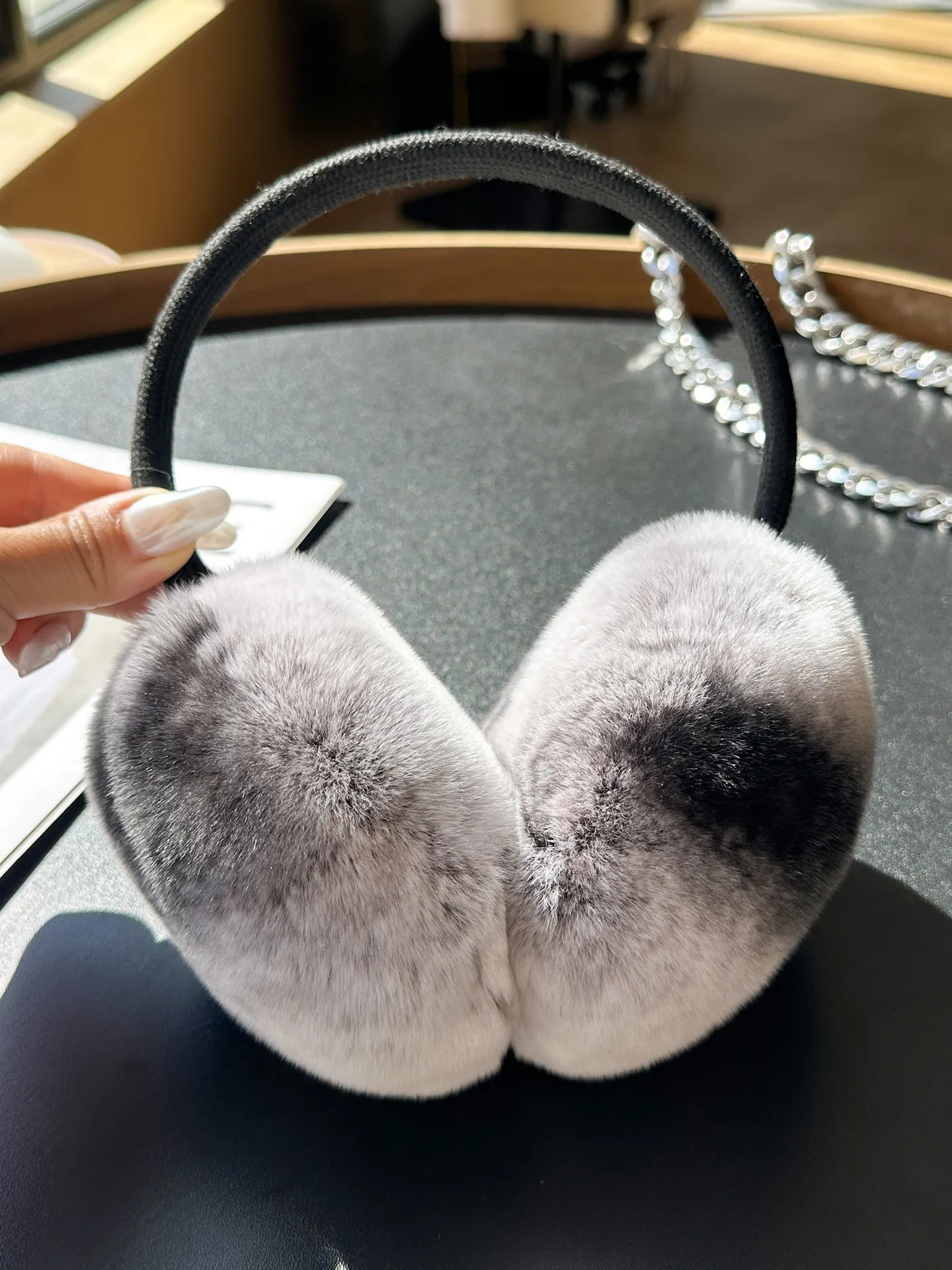 Adorable Genuine Rex Rabbit Fur Ear Muffs for Women Winter Warm Windproof Ear Protection Plush Ear Covers Fur E