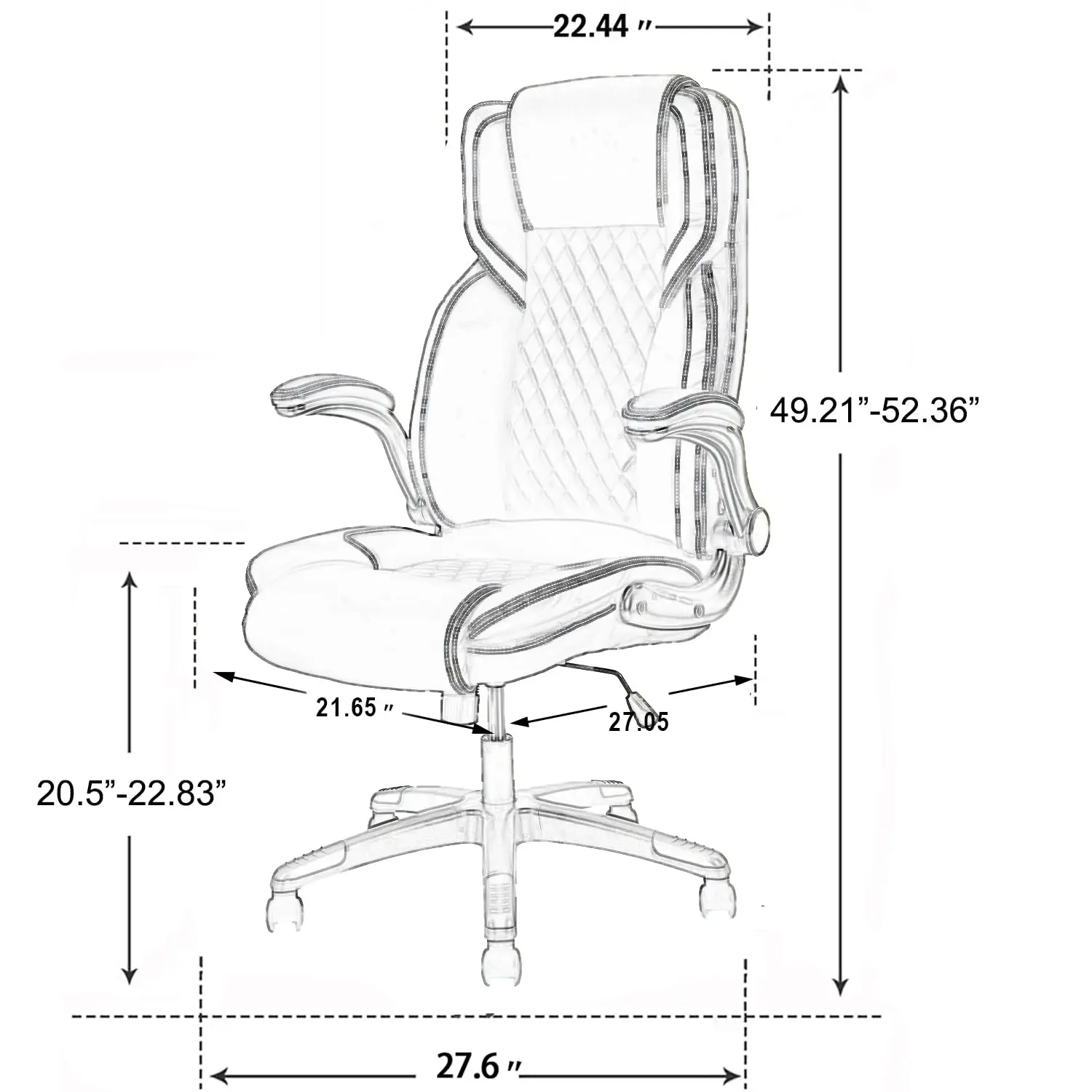 Brown Leather Executive Office Chair with Flip up Arms | High Back, Ergonomic, Rocking, Comfy, Vintage, Customized