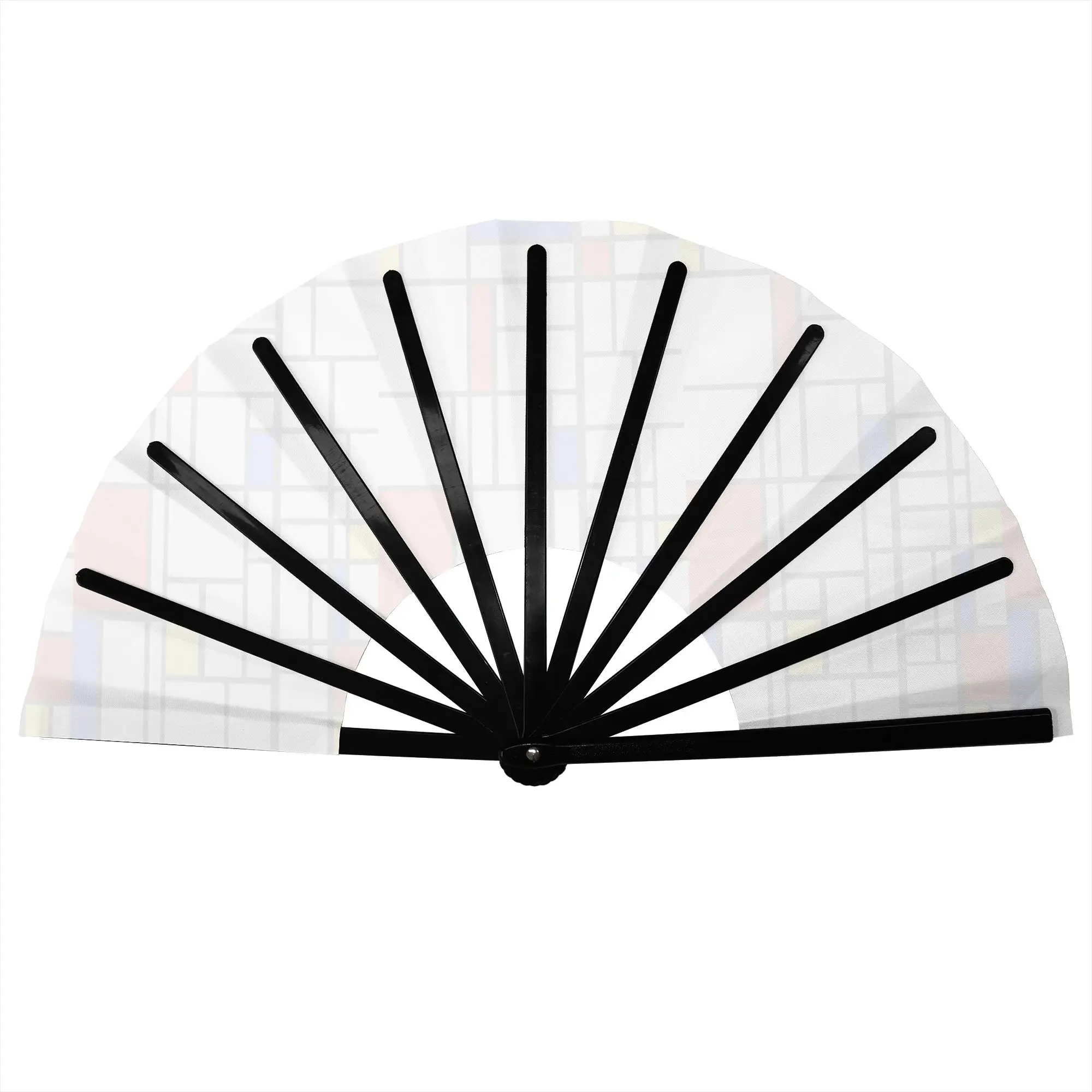 Personalised Abstract Art Mondrian Promotional Gift Hand Fan Event Souvenir  Durable Folding Fans Creative Bulk Pack Fan