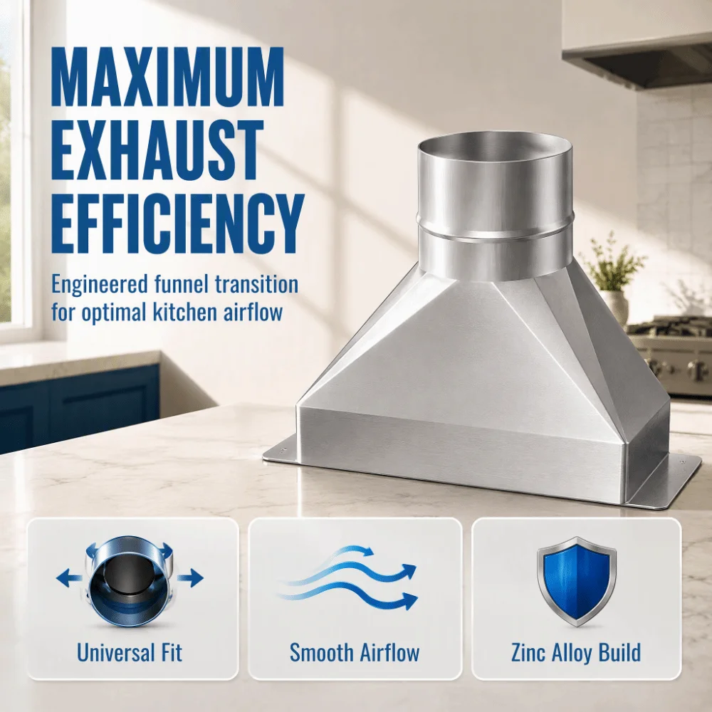 Durable Easy Installation Microwave Vent Kit Silver Galvanized Steel Duct Transition Rustproof Duct Connector Kitchen