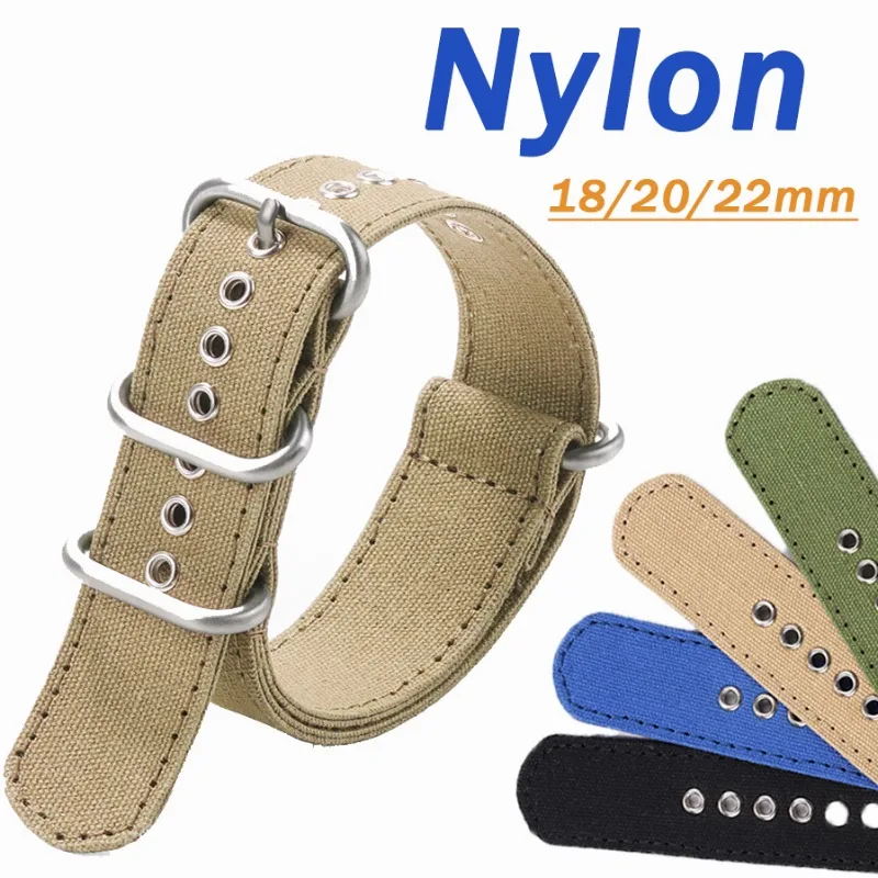18mm 20mm 22mm 24mm Nylon Canvas Watch Band Universal Strap for Seiko for Samsung Watch 5 4 3 Bracelet Smartwatch Replacement