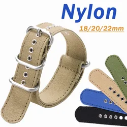 18mm 20mm 22mm 24mm Nylon Canvas Watch Band Universal Strap for Seiko for Samsung Watch 5 4 3 Bracelet Smartwatch Replacement