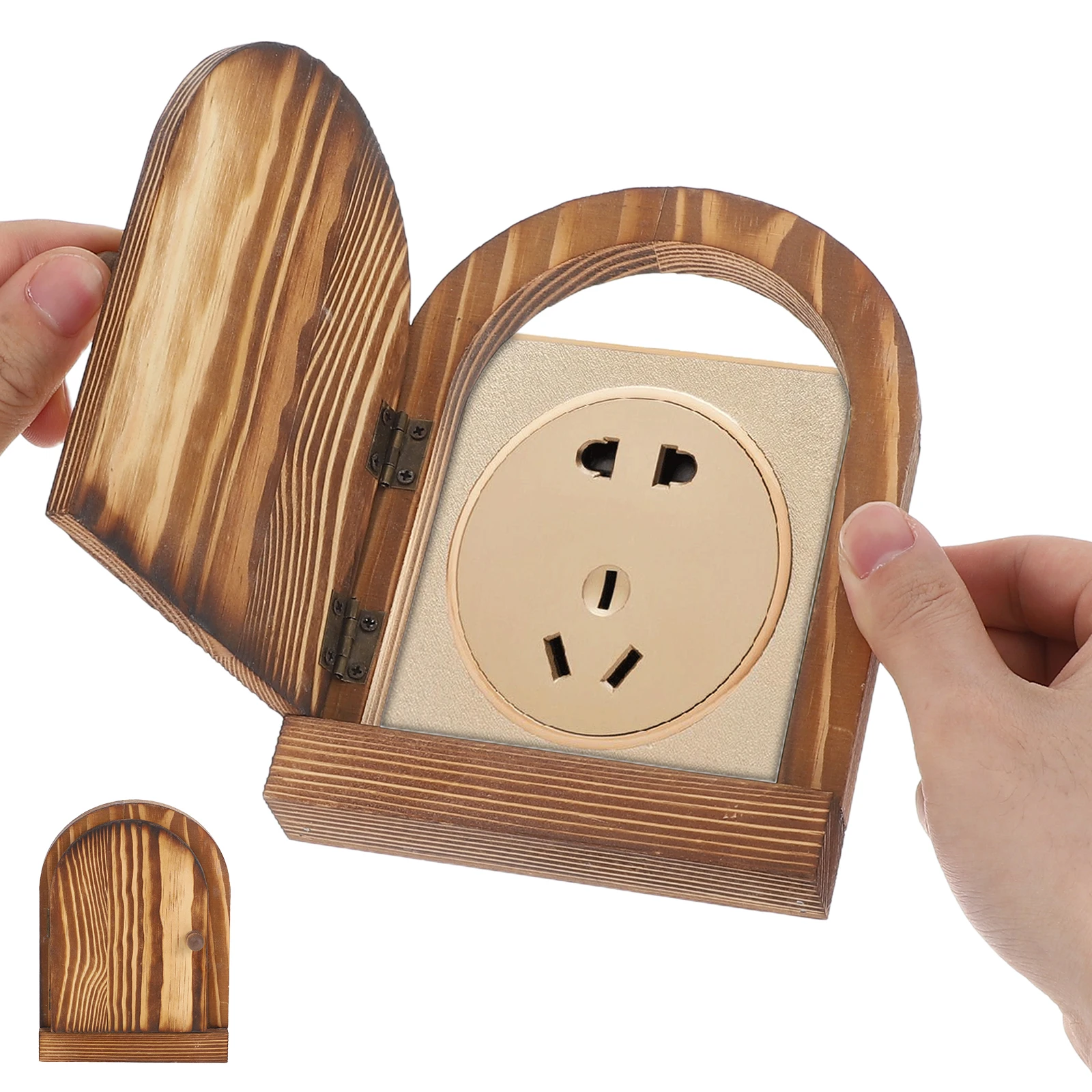 

Wall Outlet Box Wooden Light Switch Cover Guard Self Adhesive Decorative Plate Socket Protector For Bedroom Kitchen Bathroom