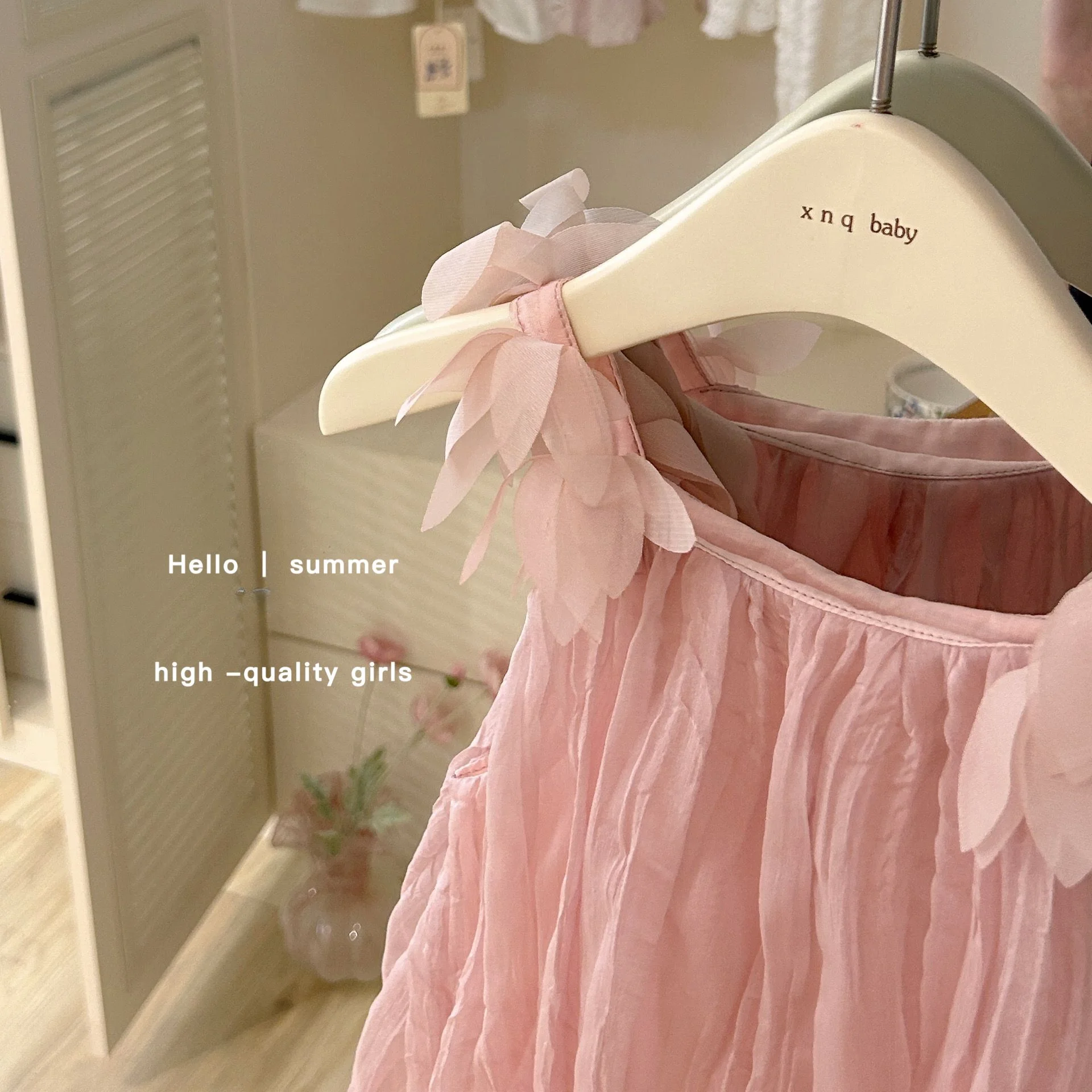 Girls Pink Dress Summer Baby Sweet Princess Dress Sleeveless Fashionable and Gentle Dress Kids Clothes