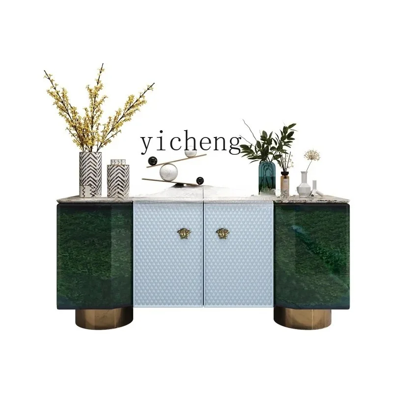 GZ-6  light luxury dining side cabinet emerald green storage cabinet villa model room luxury stone entrance cabinet