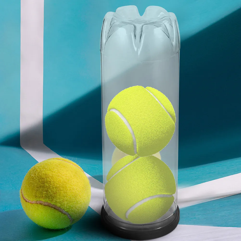 

2Pcs Tennis Ball Container Transparent PVC Balls Holder Portable Tennis Storage Bottle Sports Supply Organizer
