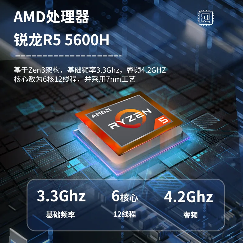 وحدة تحكم صغيرة للألعاب والمكتب المنزلي 8K كمبيوتر صغير Amd Ryzen R5-5600H 16g Ram 512Gb Ssd كمبيوتر صغير