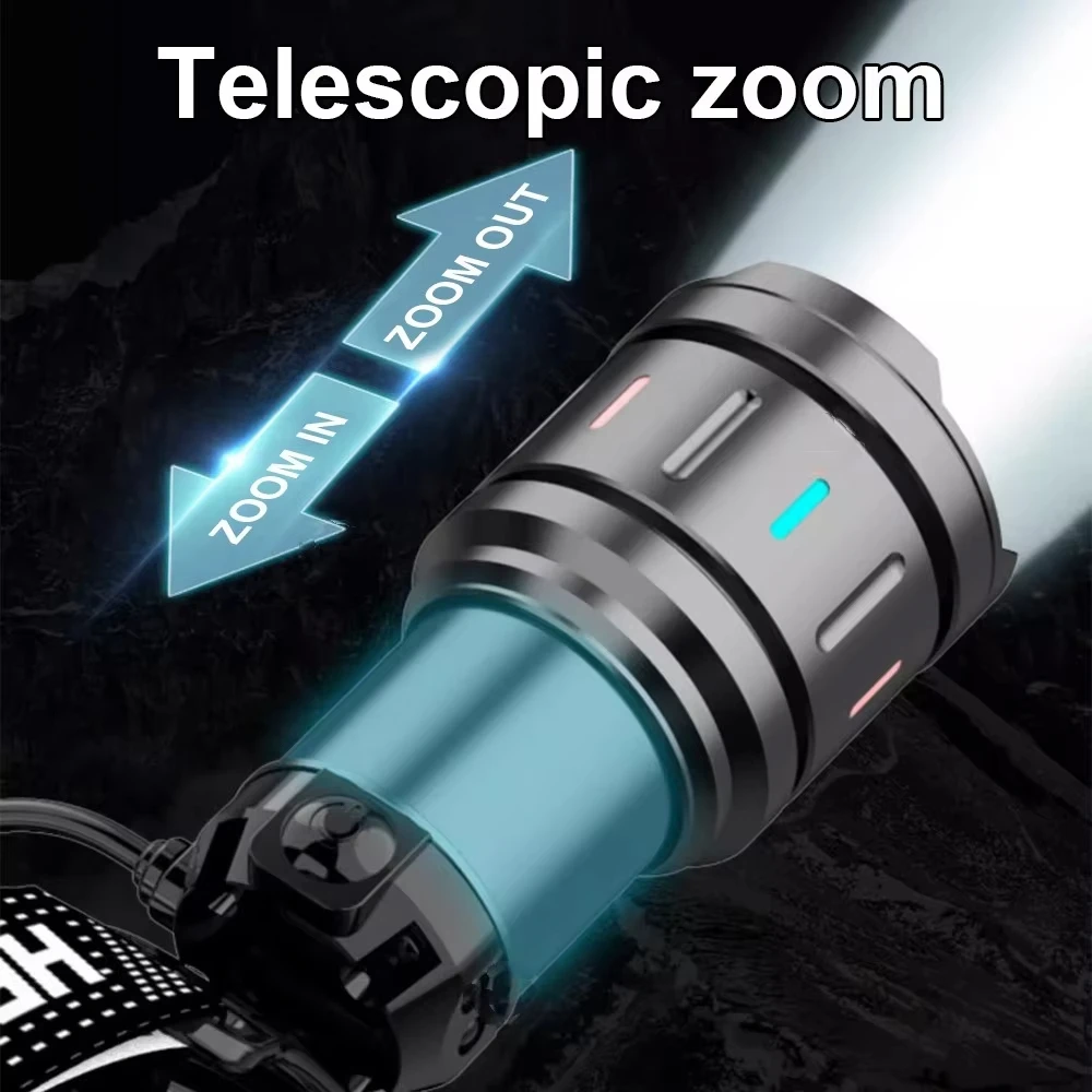 2026 Powerful LED Headlamp projection Headlight 3*18650 Rechargeable Head Flashlights Bright Head Lamp Fishing Camping Lantern