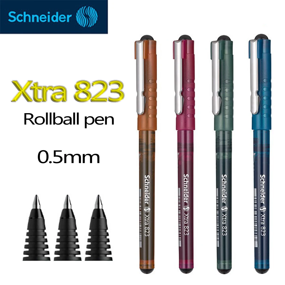 New 5PCS Schneider 823 Rollball Pens 0.5mm Direct Liquid Signature Pen Waterproof Quick Drying Ink School Stationery Supplies