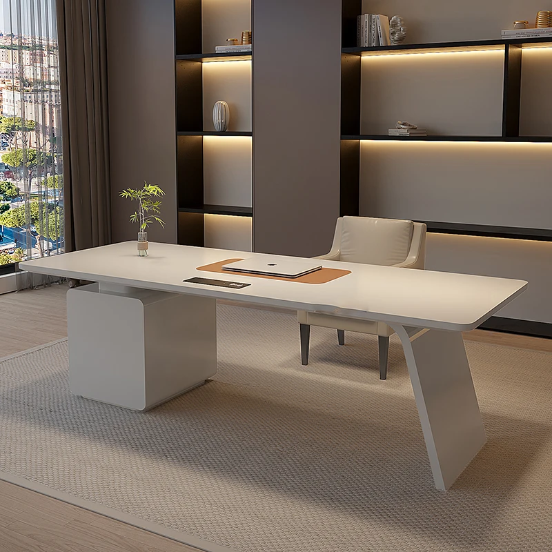 Scrivania da ufficio in piedi bianca Cassetto estetico moderno nordico Scrivania da ufficio Artigianato Deposito Escritorio Oficina Mobili commerciali