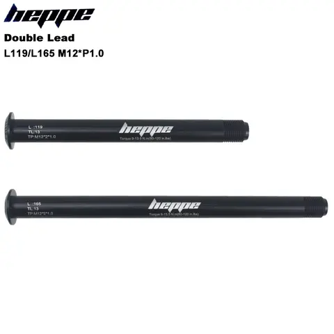 HEPPE 자전거 더블 리드 스루 액슬 119mm/165mm M12xP1.0 MTB 도로 자전거 프론트 포크 샤프트 꼬치 리어 허브 스루 액슬 자전거 꼬치
