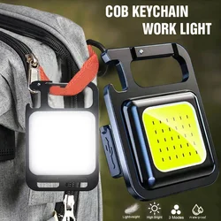 Mini COB LED Keychain Light Flashlight Magnetic Portable Lamp USB Rechargeable Outdoor Work Camping Lantern