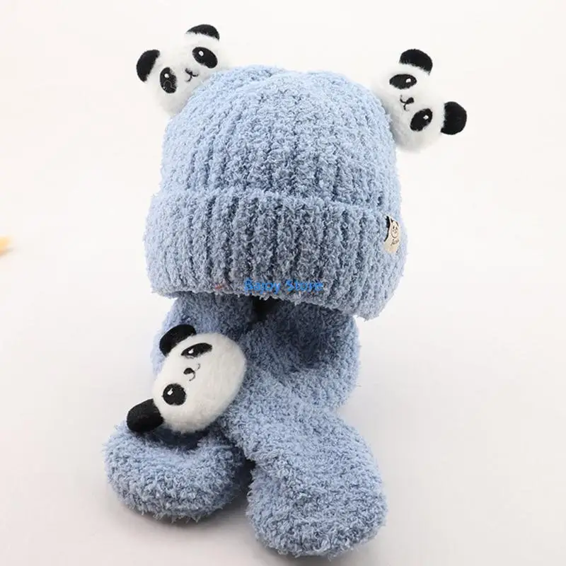 

63HE Soft and Thickened Long Muffler & Matching Beanie for Warmth in Cold Weather