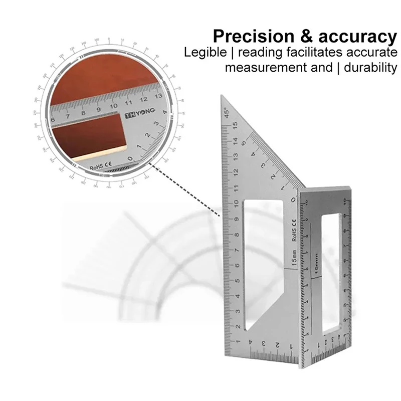 Multifunctional Angle Ruler 45 90 Degree Aluminum Alloy Accurate Woodworking Square Angle Ruler Marking Gauge Carpenter Tool