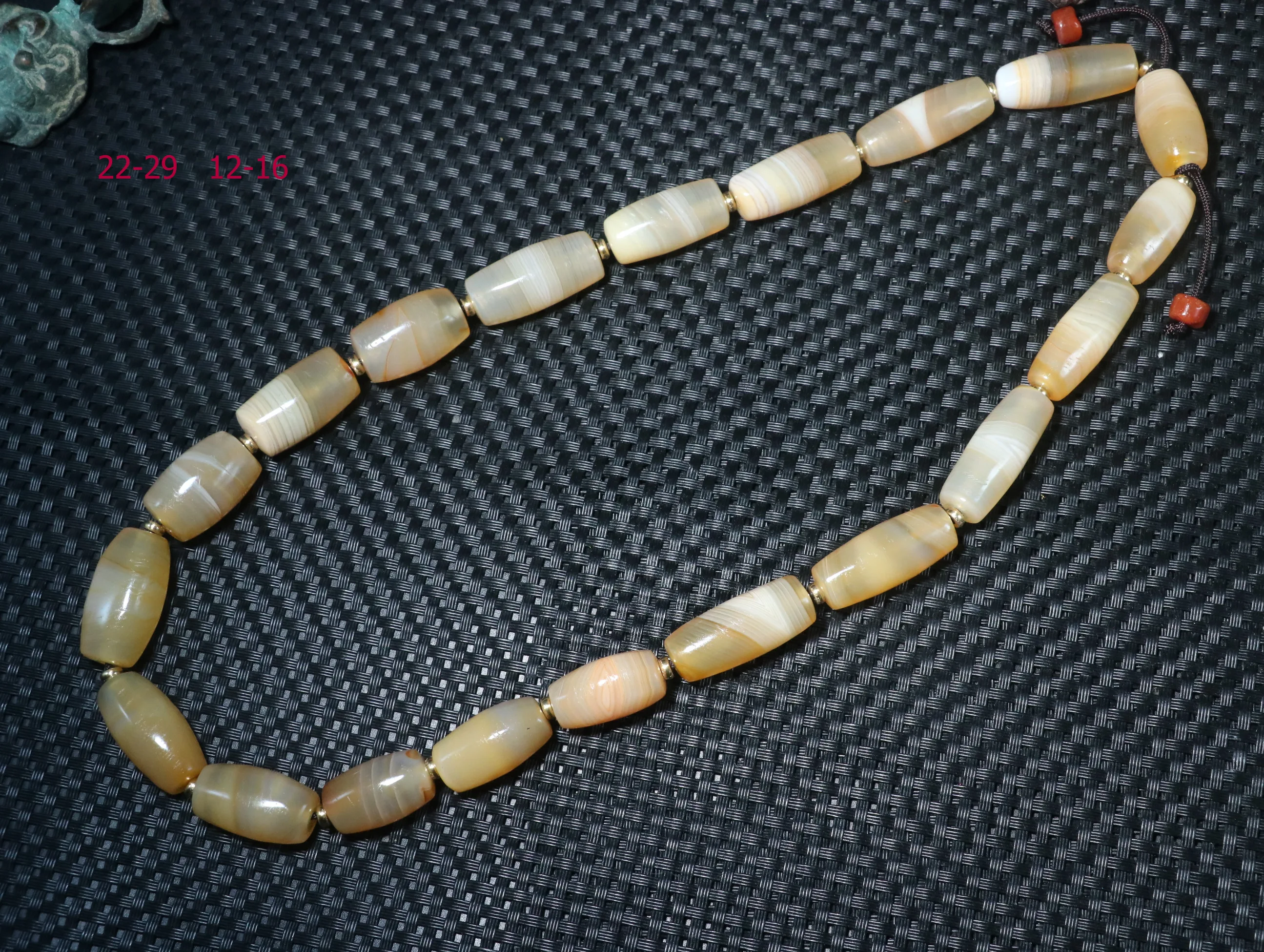 Cool Style  Energy Tibetan Top Old Agate Natural Silkworm Lines Tube dZi Bead Prayer Strand UPD210528A6b