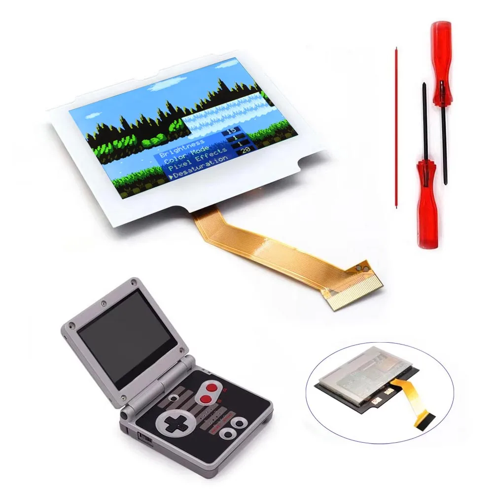 

GBA SP V5 HD 3,0-дюймовый IPS предварительно ламинированный ЖК-дисплей Установка без пайки для Gameboy Advance SP Белый корпус объектива