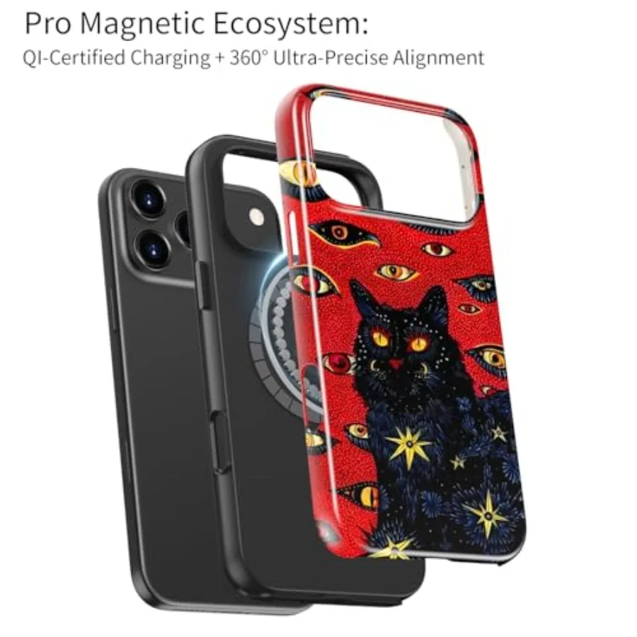 아이폰 17 프로 맥스 케이스 - 무선 충전 호환 - 이중 레이어 하드 쉘 + 실리콘 커버 - 충격 방지 보호 폰 케이스