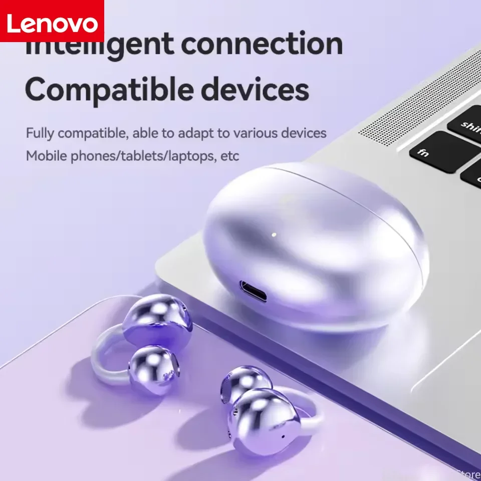 Lenovo Ear Clip Wireless Earphones Bluetooth 6.0 Hi-Res Ultra Open