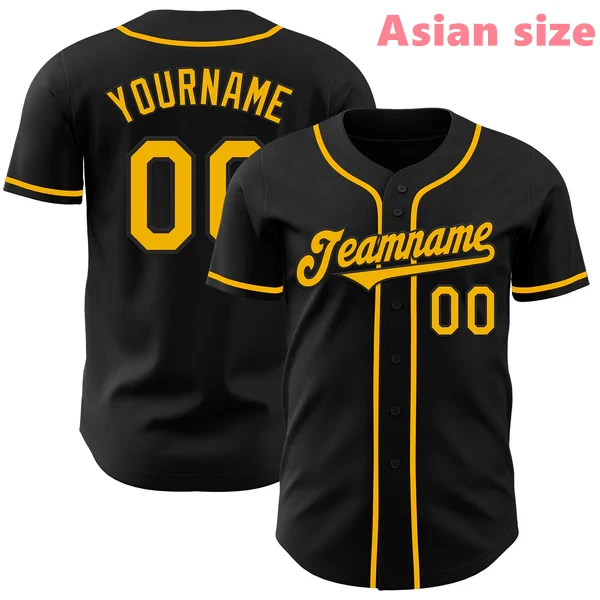 Customizable Black Baseball Jersey Personalized Your Name And Number Button Short Sleeve Street T Shirt Casual Sports Uniforms