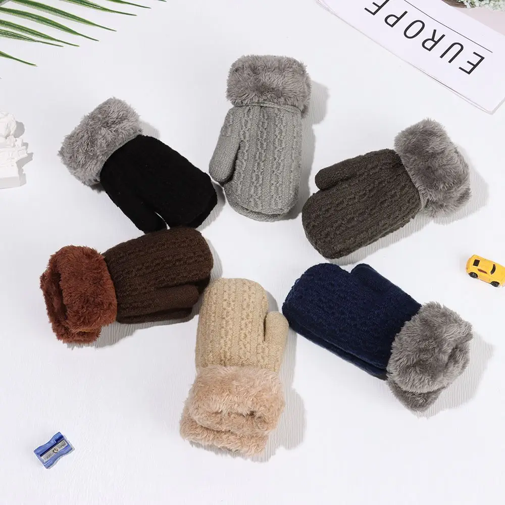 1-4Y Baby Boys Girls Winter Knitted Gloves Warm Rope Full Finger Thick Mittens Gloves for Children Toddler Kids Accessories