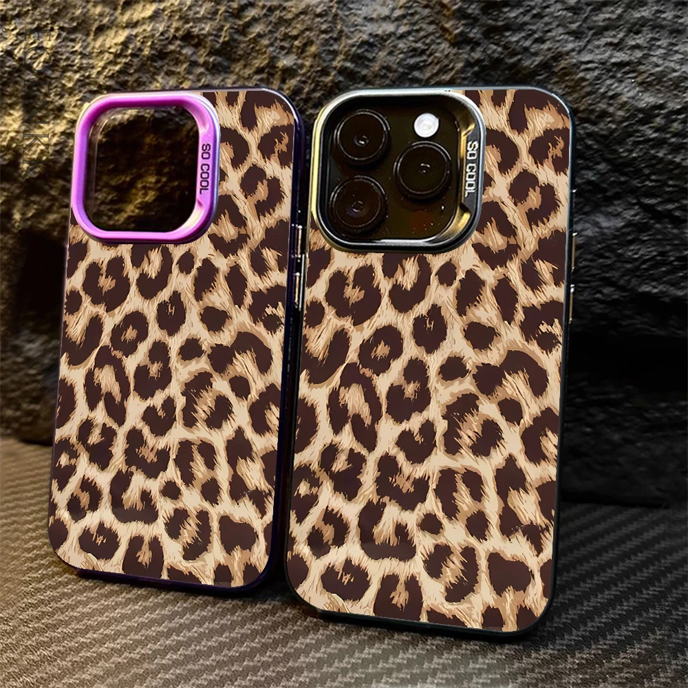 Brown Leopard Anti-drop Armour Phone Case For Samsung Galaxy S25 S24 S23 S22 S21 S20 Ultra Plus FE A25 35 A55 5G Hard Cover