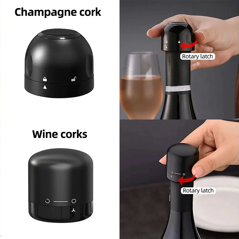 JJYY Vacuum Red Wine Champagne Bottle Stopper Set Sealed Bottle Cap Stopper Leak-proof Retain Freshness Wine Bottle Plug