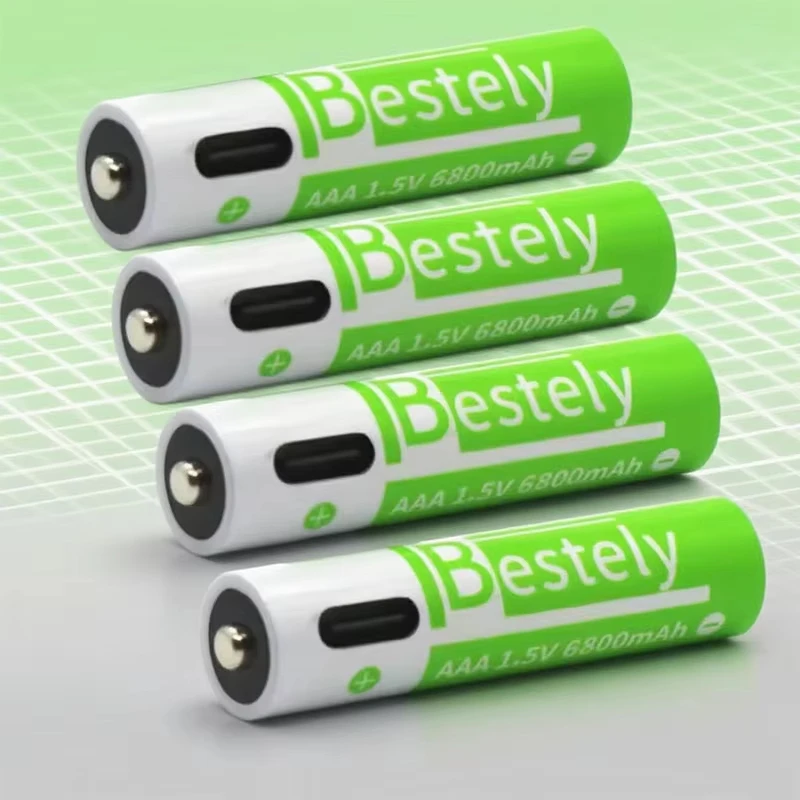 Bestely 1.5V/AAA 6800mAh High Capacity Rechargeable Lithium Batteries Type-C /USB AAA Li-ion Battery 2000 Times/Cycle with Cable