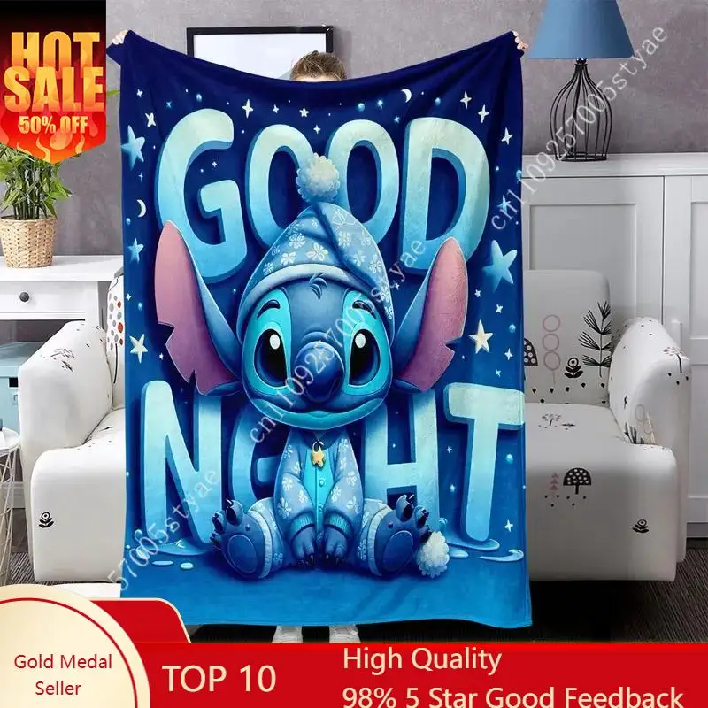 

Stitch Blankets Disney Cartoon Plush Blanket Soft Indoor Decoration Child Holiday Party Boy Girl Gifts Warm Custom Quilt