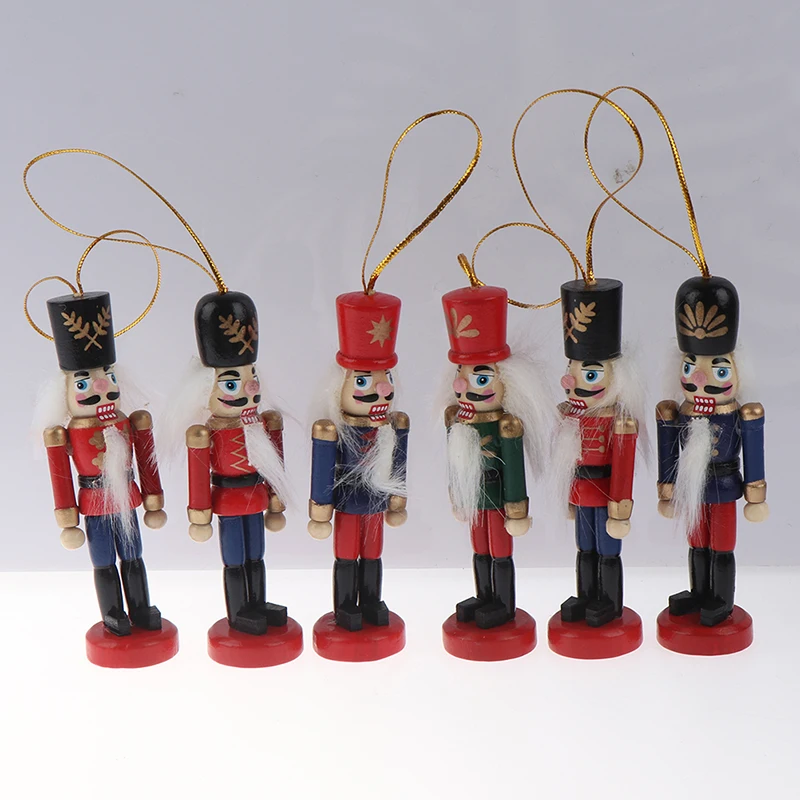 New Year 10cm Wooden Nutcracker Doll Soldier Puppet Christmas Kids Gifts New Year Christmas Tree Pendant Ornaments Decoration