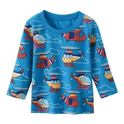 Jumping Meters 2-7T Aircrafts Boys T shirts Autumn Spring Cartoon Long Sleeve Children's Clothing  Kids Shirts Baby Costume