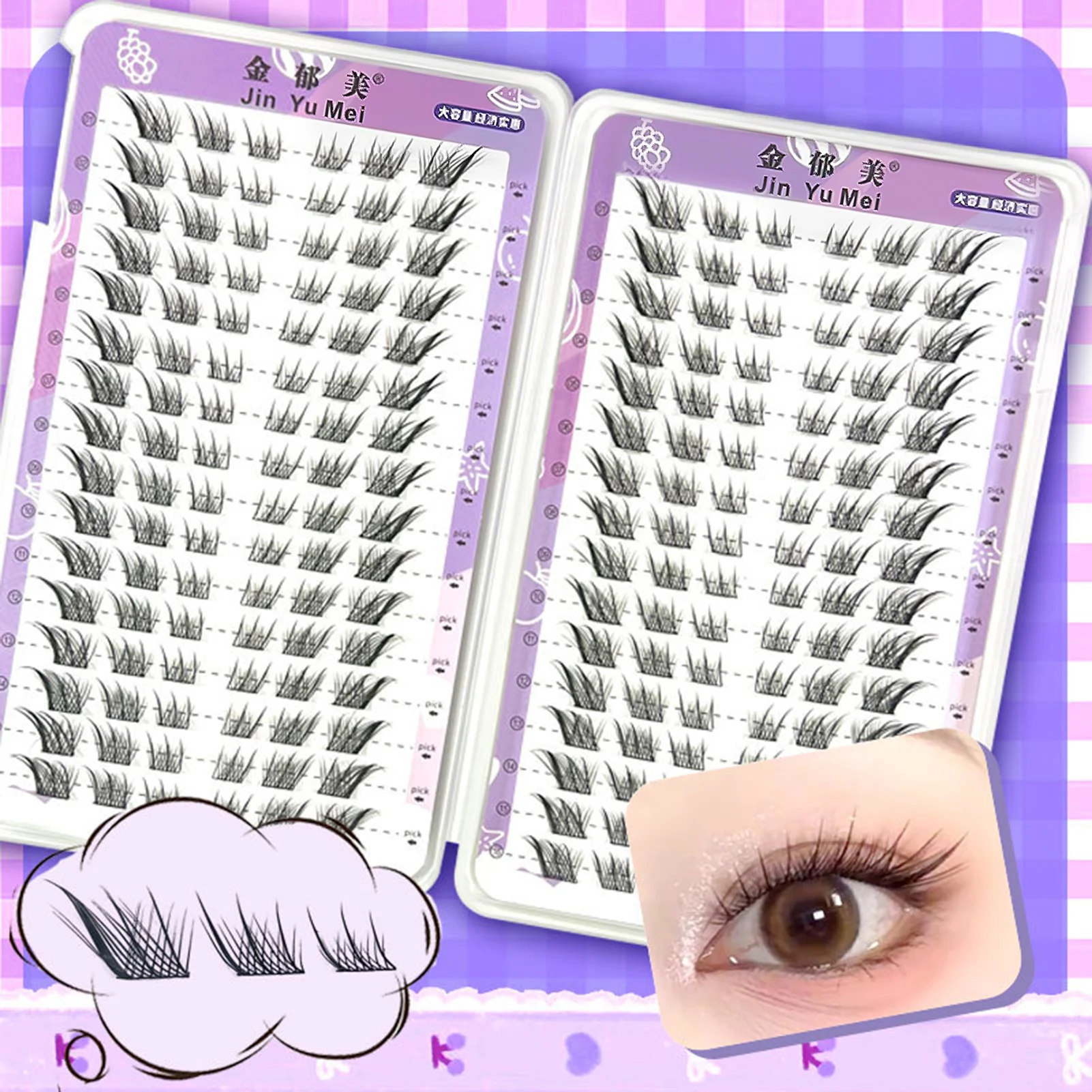 32 Rows Foxes Style Cluster False Eyelashes 8-13mm Fluffy Fairy Eyelash Extensions Natural Look Segmented Fake Lashes Big Volume