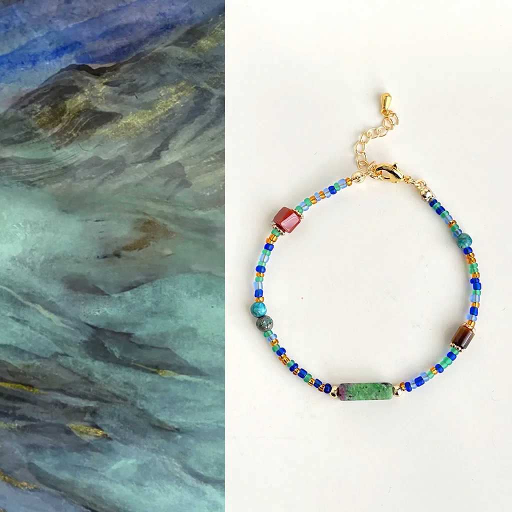 

Vintage Natural Jade Bead Strand Bracelet For Women Genuine Gemstone Original Desing Handmade Female Bracelet Gifts