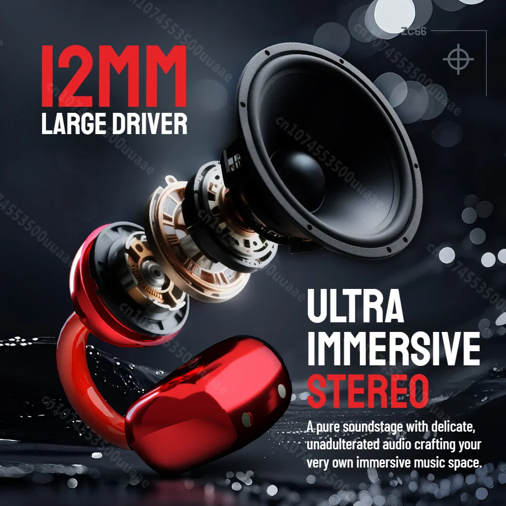 Zombiescat B15 OWS Ear Clip Headphone 360° Immersive Stereo Bluetooth 5.4 Wireless Earphones ENC Clear Call TWS Wireless Earbuds