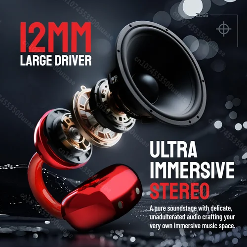 Imagen 2 del producto Auriculares con clip para oreja Zombiescat B15 OWS 360 °   Auriculares estéreo inmersivos Bluetooth 5.4 IPX4 Auriculares inalámbricos deportivos TWS impermeables